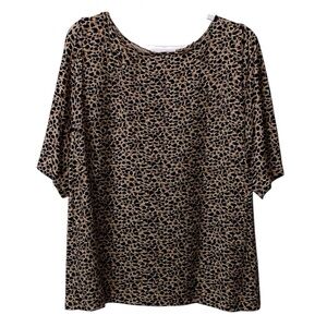 Maurices 24/7 Leopard Print Short Sleeve Stretch Tunic Top Scoop Neck Size XXL